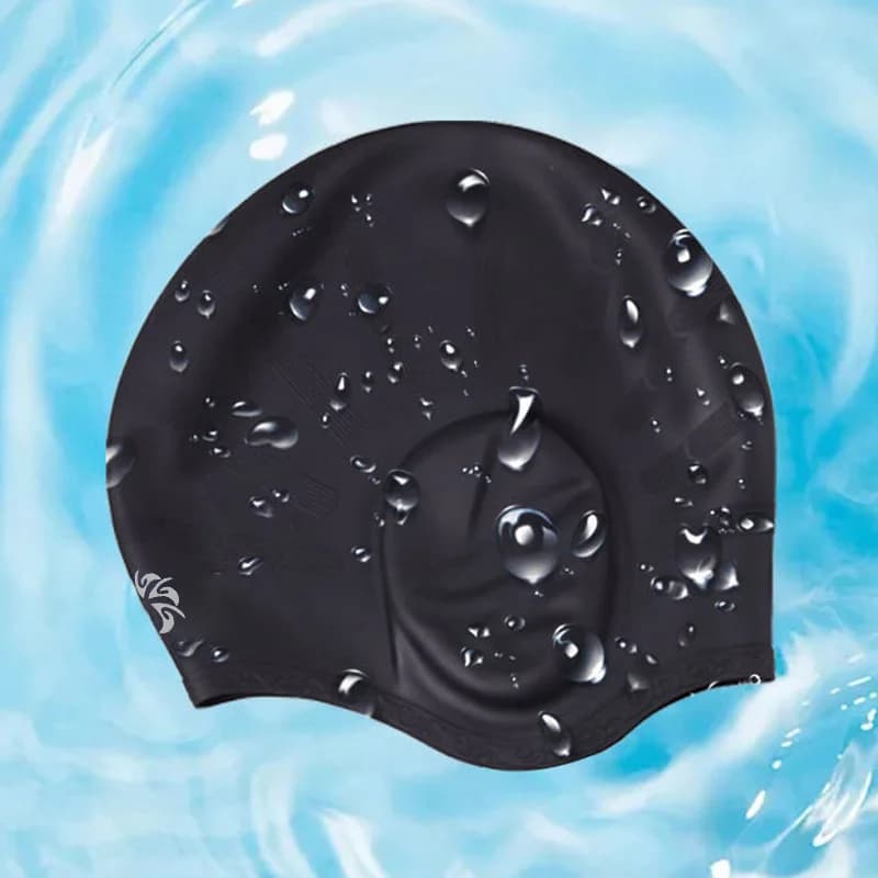 Bonnet de bain silicone professionnel étanche pour hommes et femmes avec protection oreilles et cheveux longs