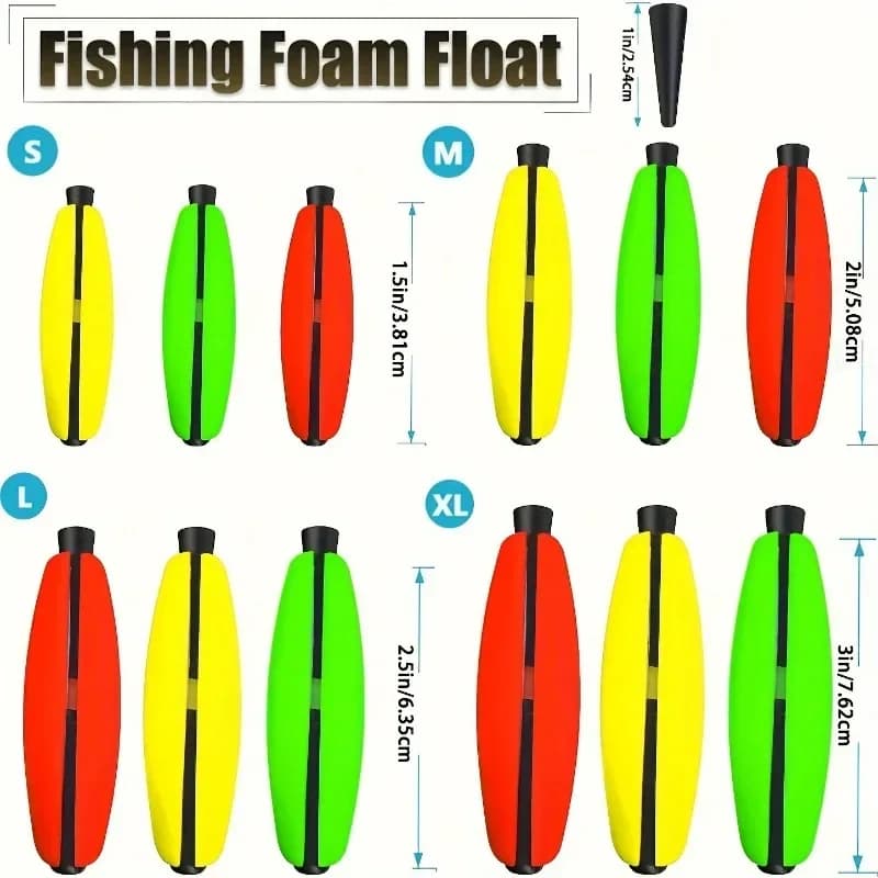 5 flotteurs pêche ellipse grande bouche pour silure, dérivants et longue distance, bouchons en mousse résistants