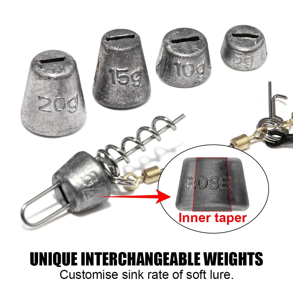 Montages Spinpoler pour brochet avec plombs réglables et hameçons robustes pour leurres souples