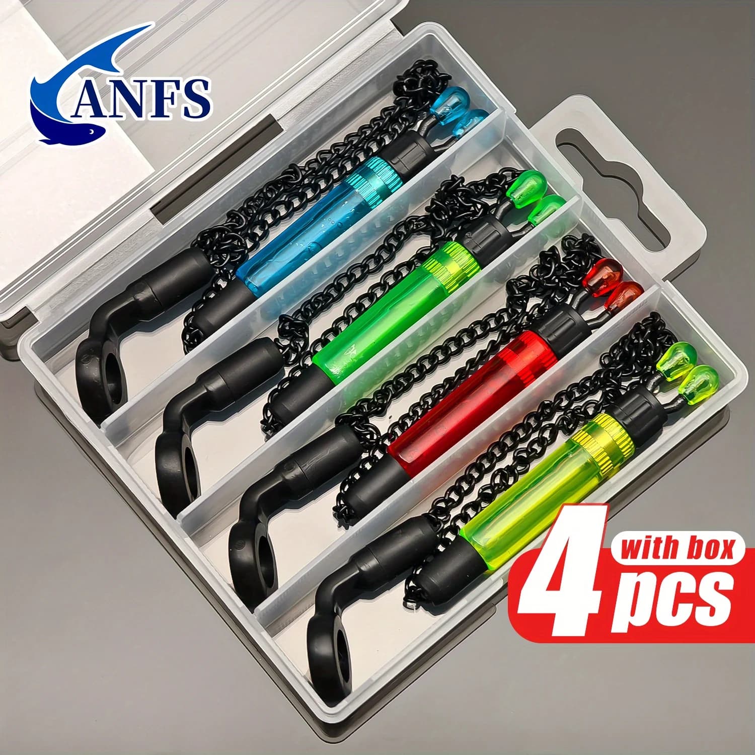 Swingers et bobbins pour pêche à la carpe - 4 pièces avec boîte pour indicateur de touche