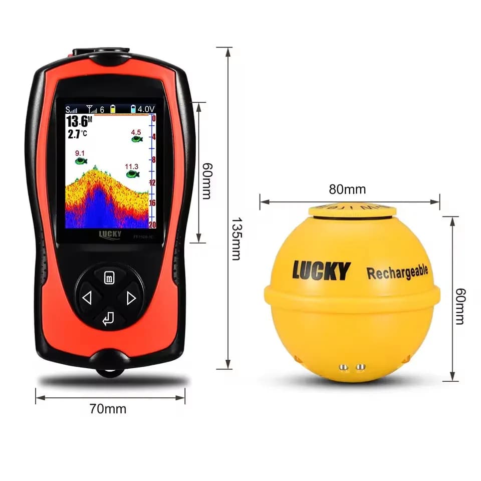 Détecteur de poissons sans fil FF1108-1CWLA - Sonar portable rechargeable avec portée 45M pour pêche