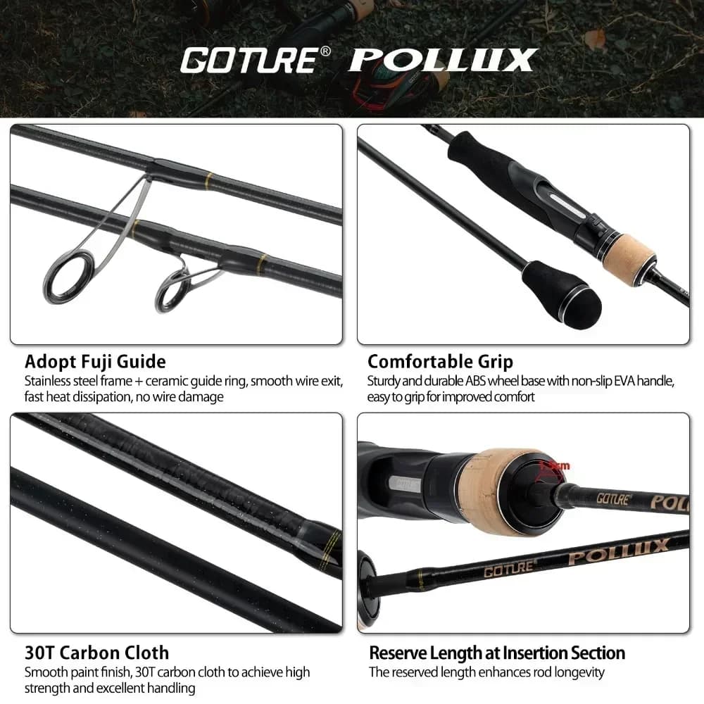 Canne slow jigging Goture POLLUX 1.83-1.98M avec anneaux Fuji 30T - Pêche en mer bateau puissance ML/M/MH