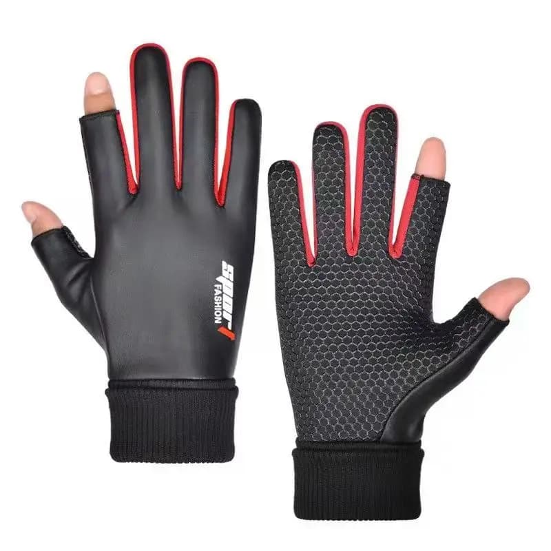 Gants hommes velours chauds deux doigts anti-dérapants étanches tactiles pour pêche randonnée cyclisme