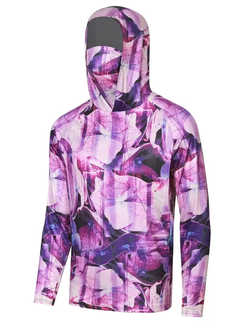 Hoodie de pêche homme protection UV été - vêtement technique extérieur avec masque intégré