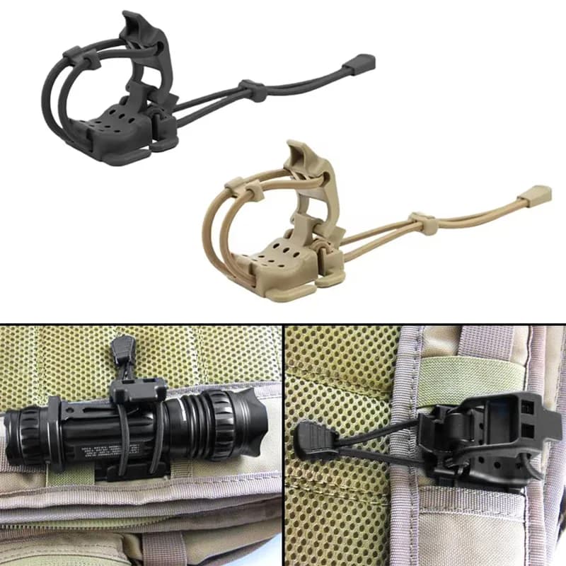 Clip lampe torche Molle pour sac à dos pêche multifonction avec support hache et pelle camping