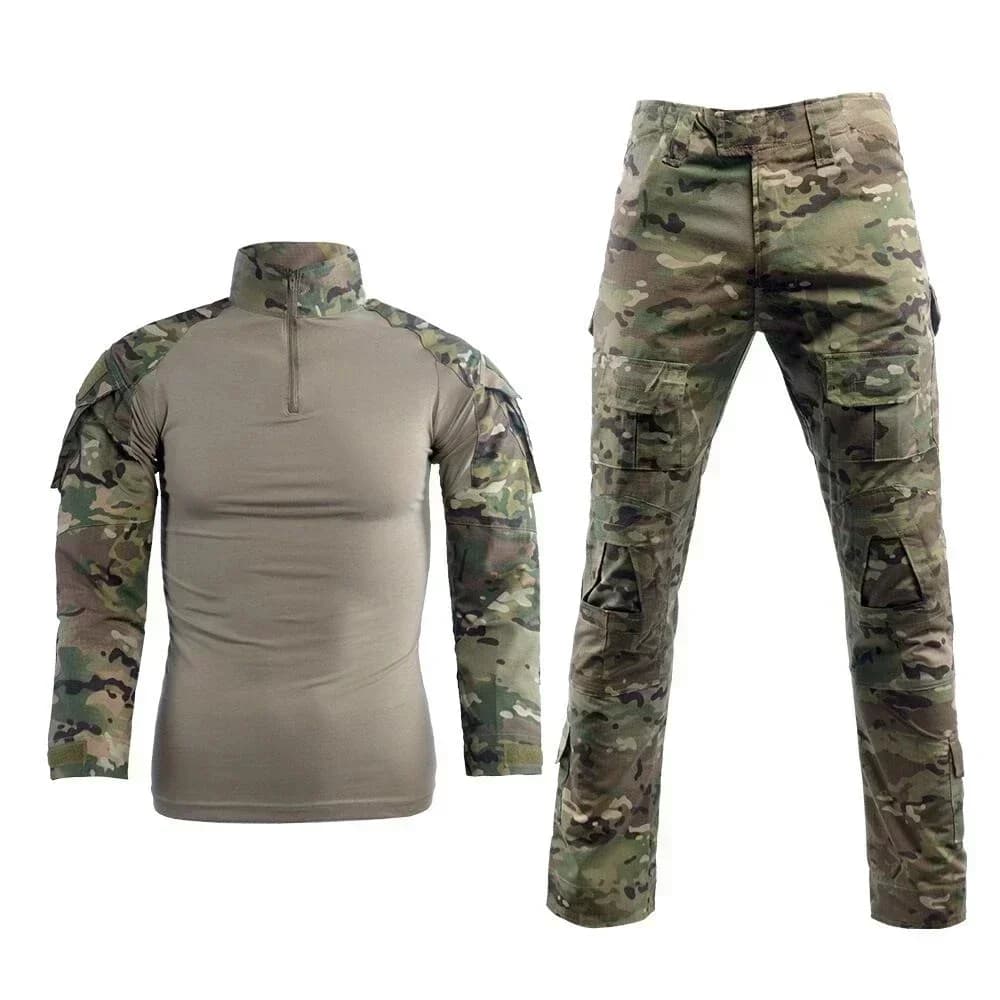 Combinaison tactique camouflage pêche chasse avec coudières genouillères - Tenue extérieure polyvalente