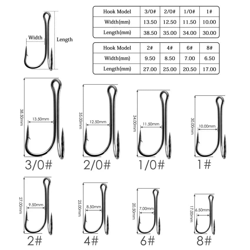 10 hameçons doubles jig crank acier carbone pour pêche carpe et leurres souples