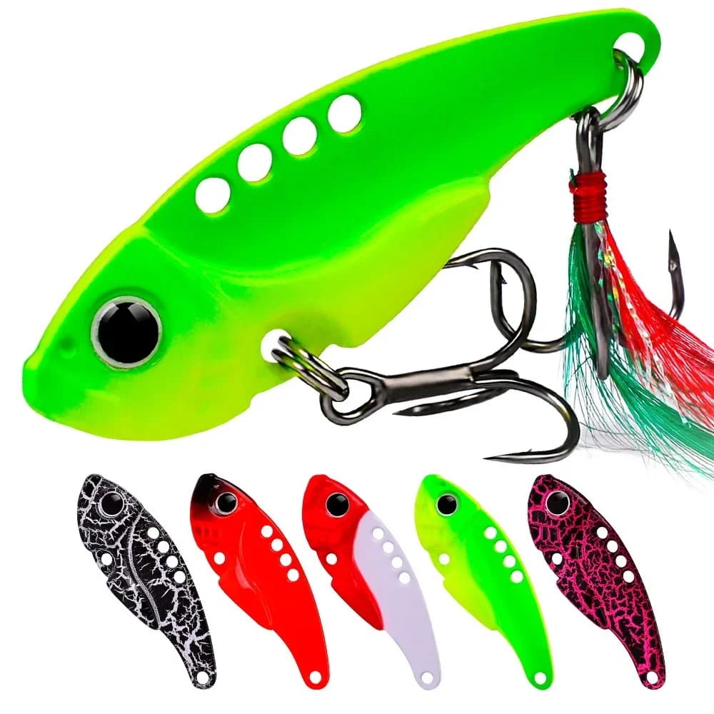 Leurre cuillère pêche brochet 50mm 10.5g 8 couleurs avec hameçon triple, leurre métal vibrant wobble