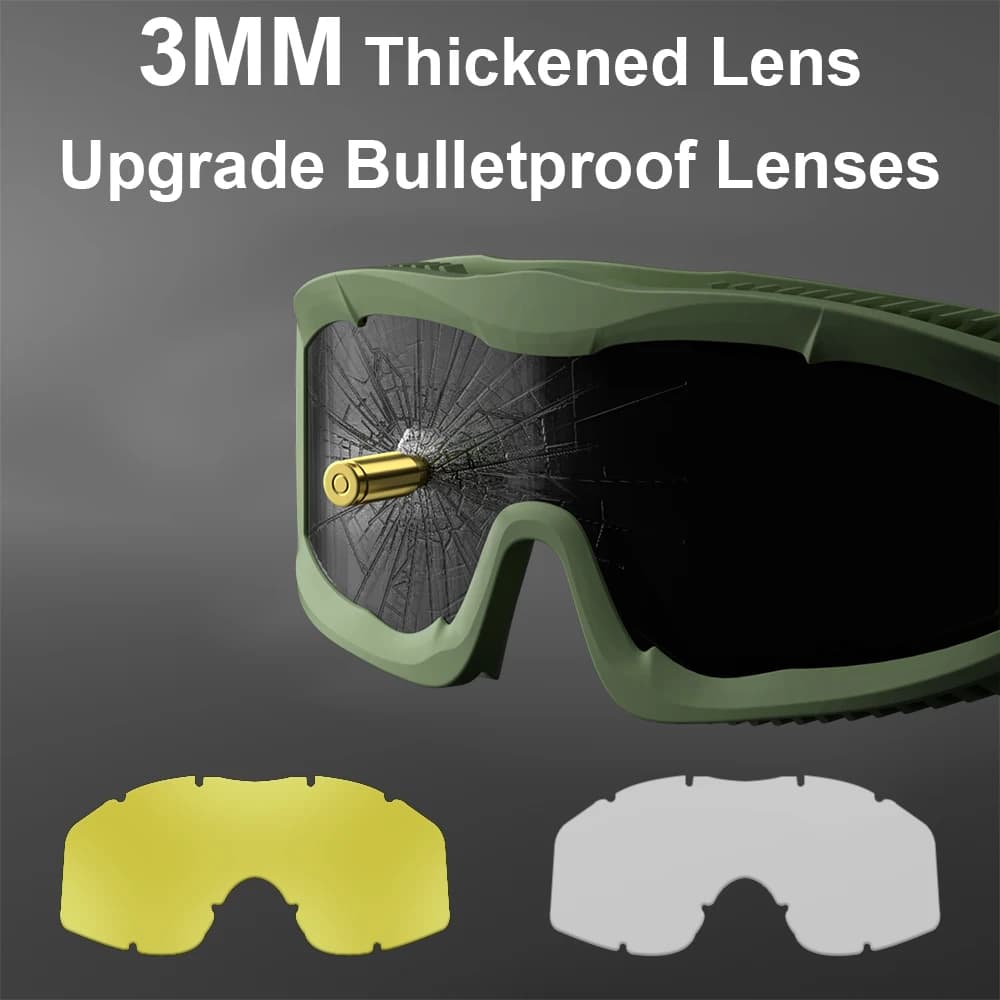 Lunettes tactiques 2024 anti-explosion 3mm pour chasse paintball pêche - protection maximale