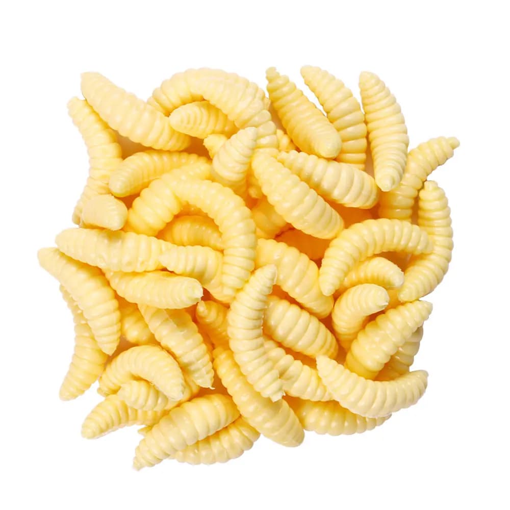 50pcs vers luisants appâts souples 2cm asticots crevettes pour pêche brochet perche carpe