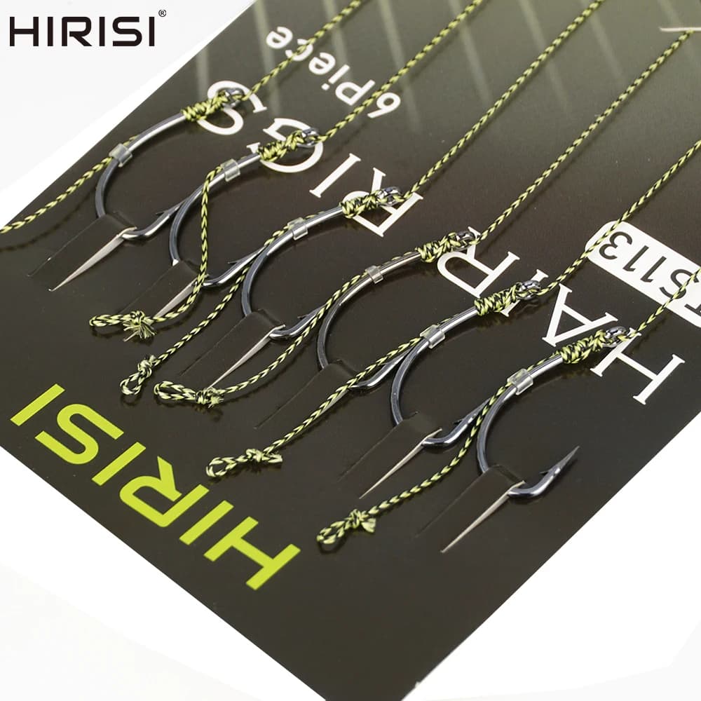 Kit de montages Hair Rig prêts à pêcher Hirisi, 6 hameçons pour carpe et boilies avec ligne