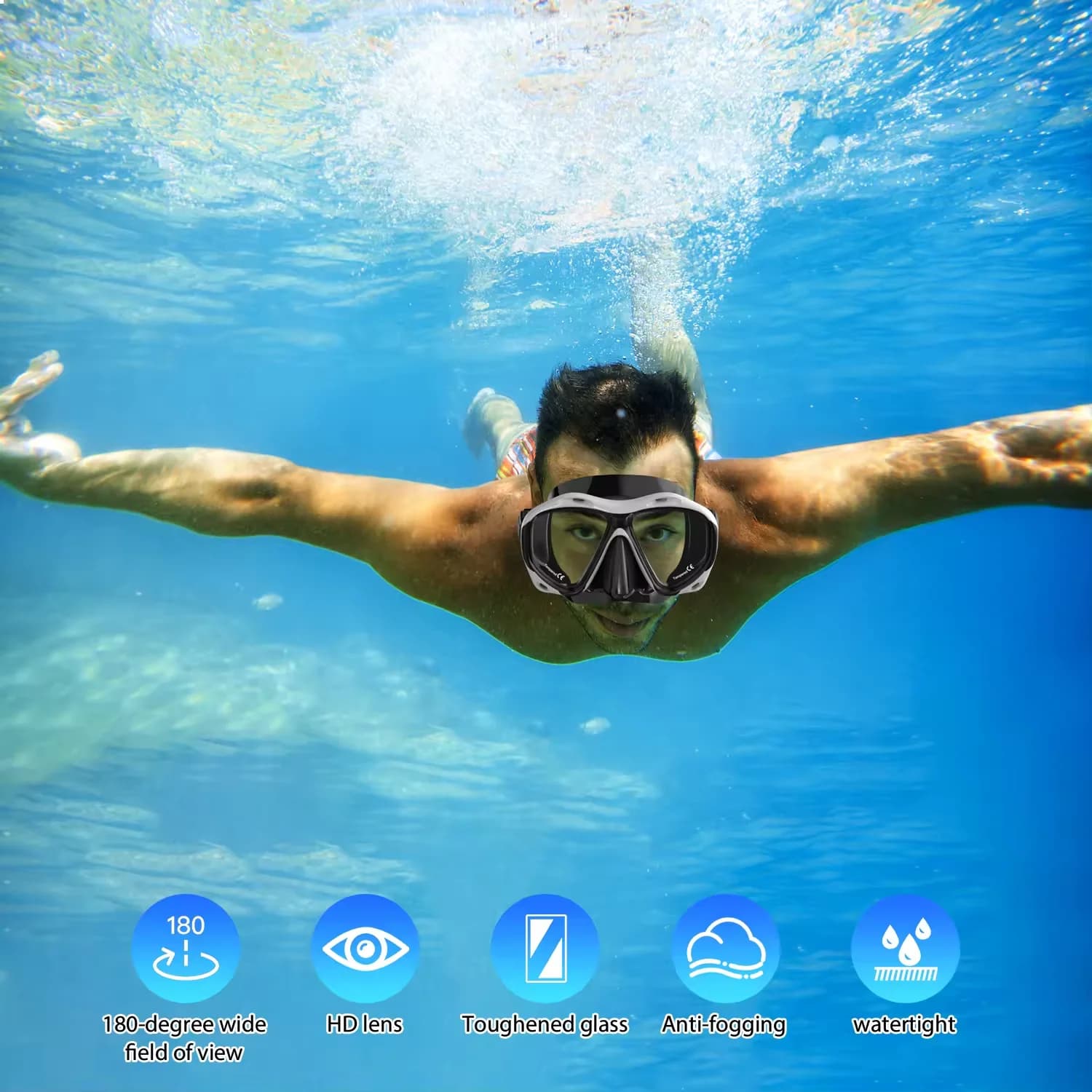 Lunettes de natation grand cadre adultes qualité supérieure panoramique anti-buée étanches HD équipement