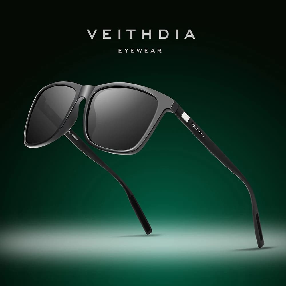 Lunettes de soleil polarisées VEITHDIA rétro pour pêche - Cadre aluminium+TR90 vintage