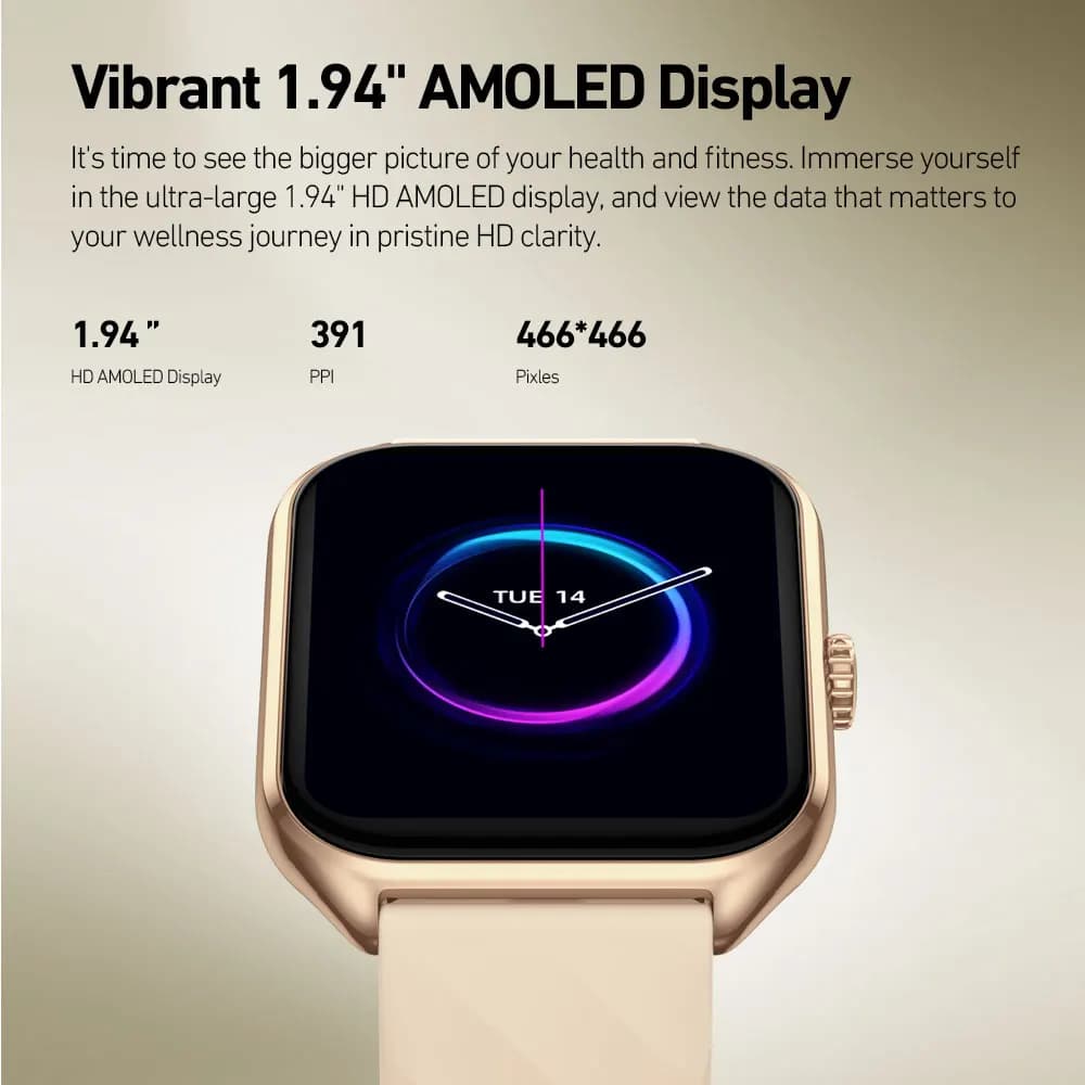 Smartwatch Zeblaze GTS 4 pour pêche : écran AMOLED 1.94", 100 modes sport, monitoring santé, étanche