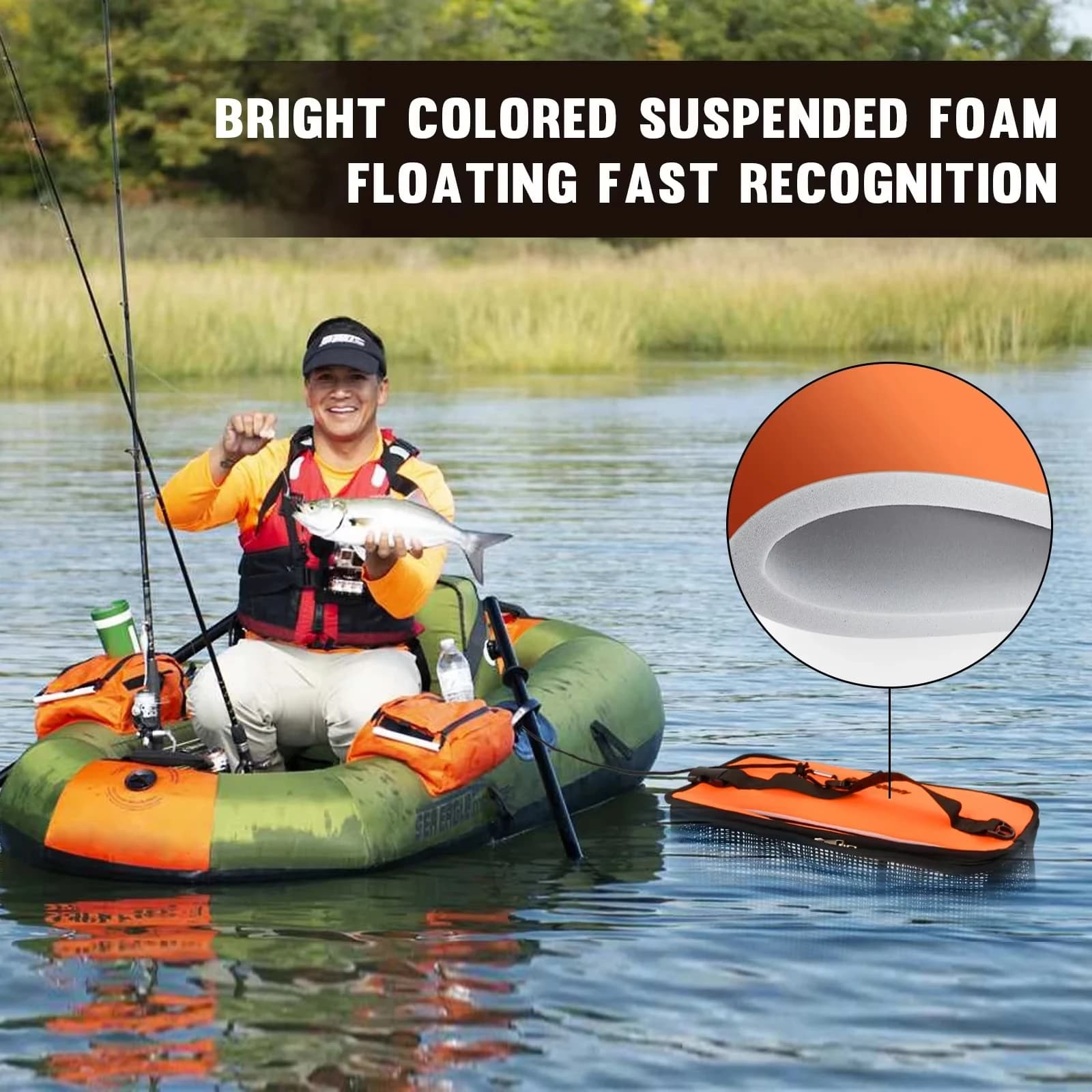 Panier de pêche flottant pliable, filet cage portable pour rangement matériel et poissons vivants