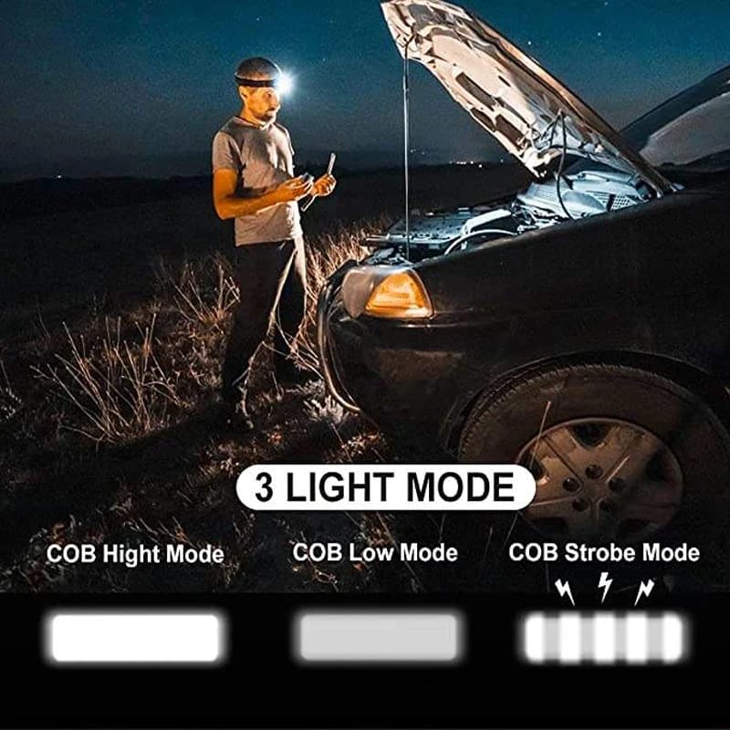 Mini lampe frontale COB LED 3 modes étanche pour pêche nocturne et camping compact