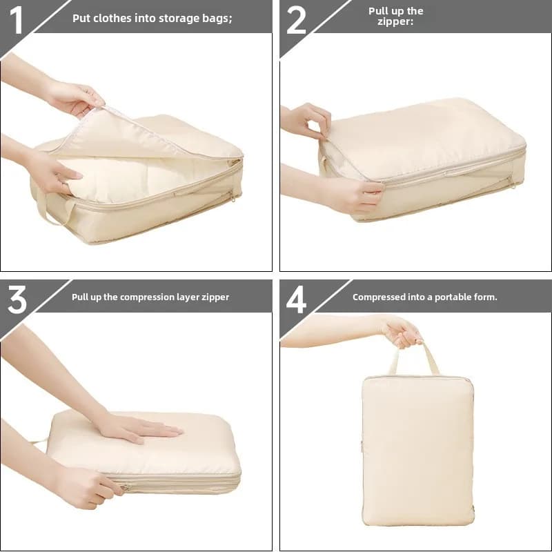 Set 4 cubes compression rangement valise pêche - Organisateurs vêtements étanches pour voyage pêcheur