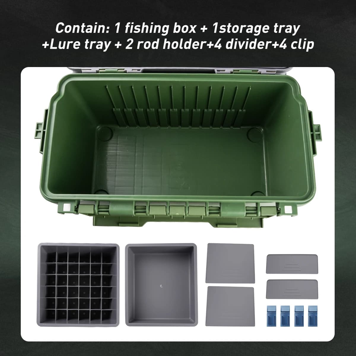 Boîte de pêche multifonction grande capacité avec support canne et porte-gobelet pour matériel de pêche