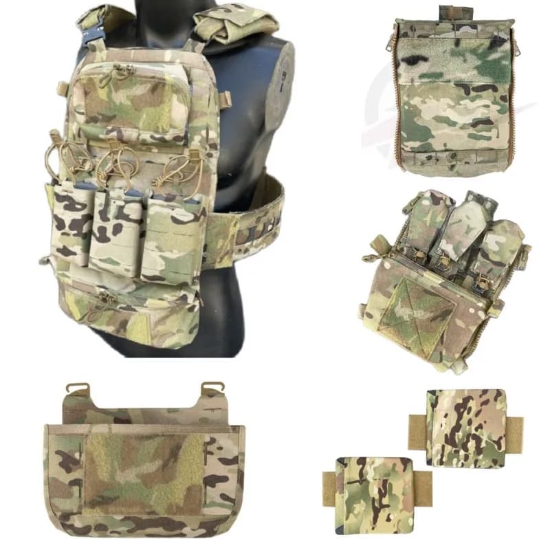 Gilet tactique pêche FCPC V5 camouflage MC complet avec pochette petite taille équipement extérieur