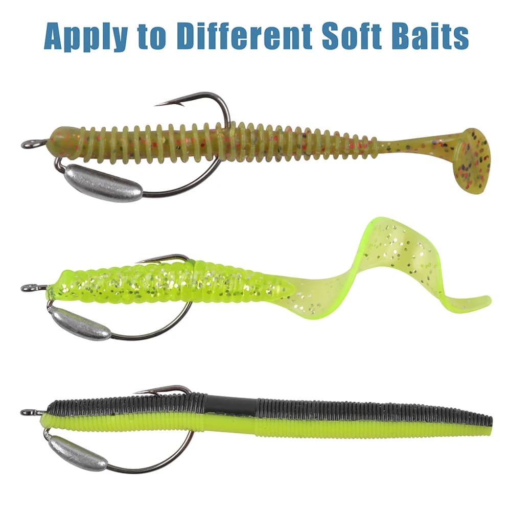 25 hameçons texas rig weighted offset pour bass - pêche eau douce et mer
