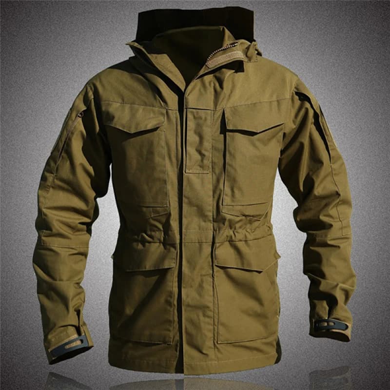 Veste de pêche M65 tactique automne - Imperméable à capuche multi-poches camouflage