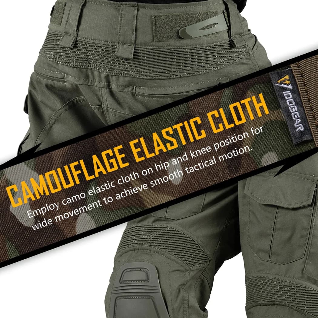 Pantalon tactique pêche IDOGEAR G3 gen3 vert genouillères pêche outdoor combat pêche