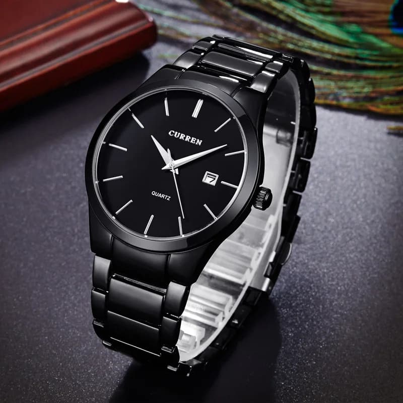 Montre homme CURREN élégante mince bracelet acier étanche quartz affaires calendrier 8106 cadeau masculin