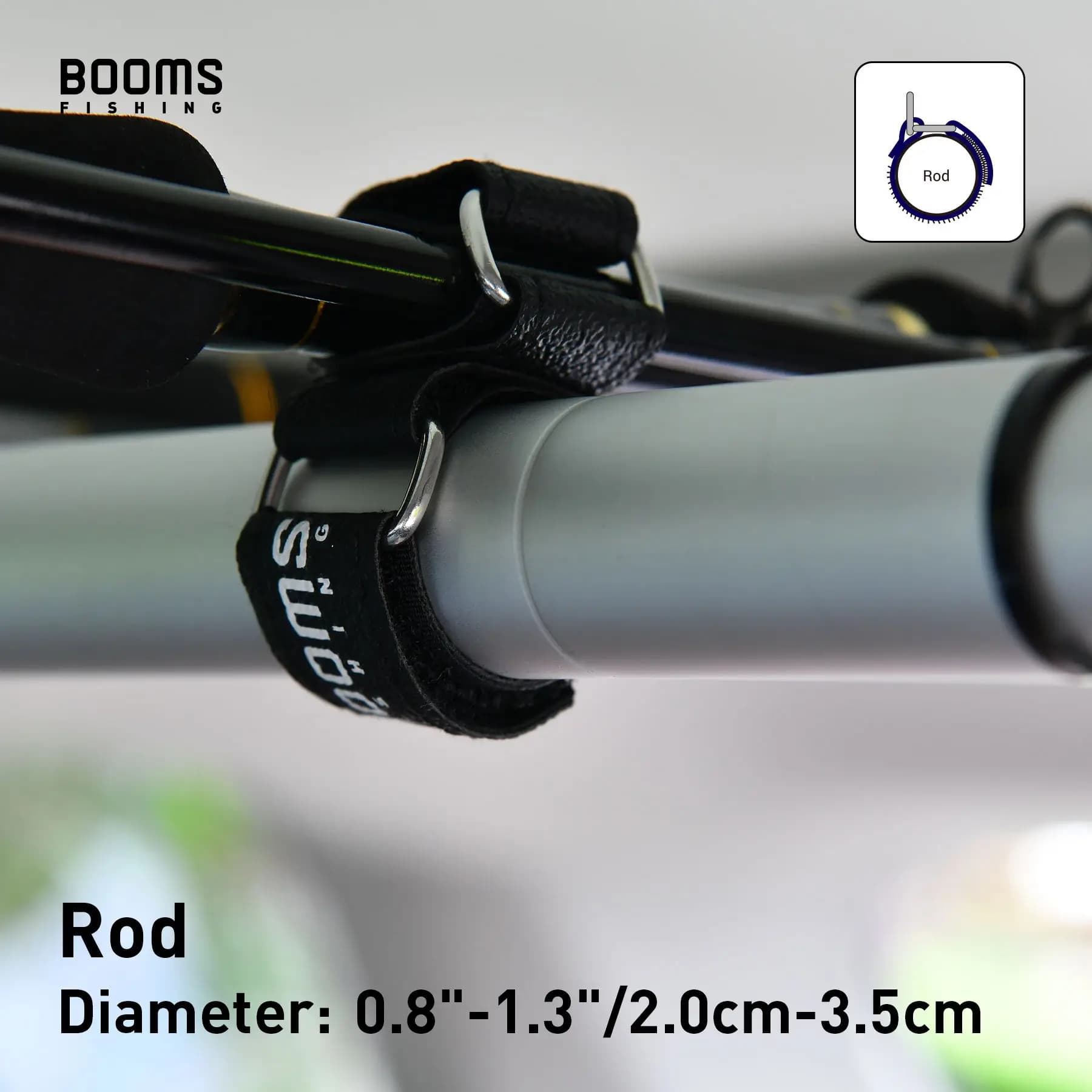 Porte-cannes auto Booms Fishing RB2 10 sangles robustes pour fixer cannes sur barres de véhicule portable