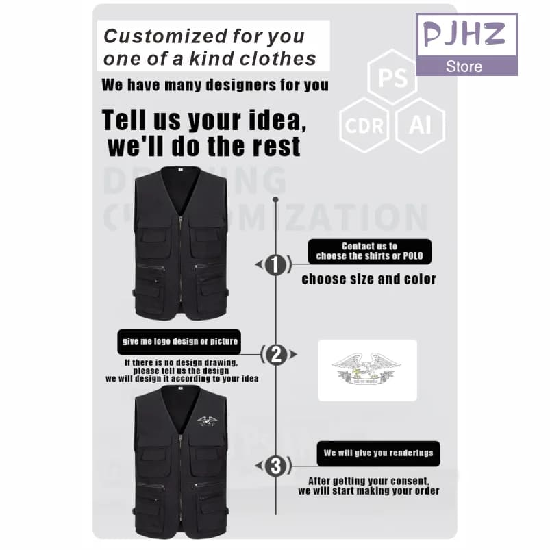 Veste technique multi-poches pêche et voyage avec impression logo personnalisé pour professionnels extérieur