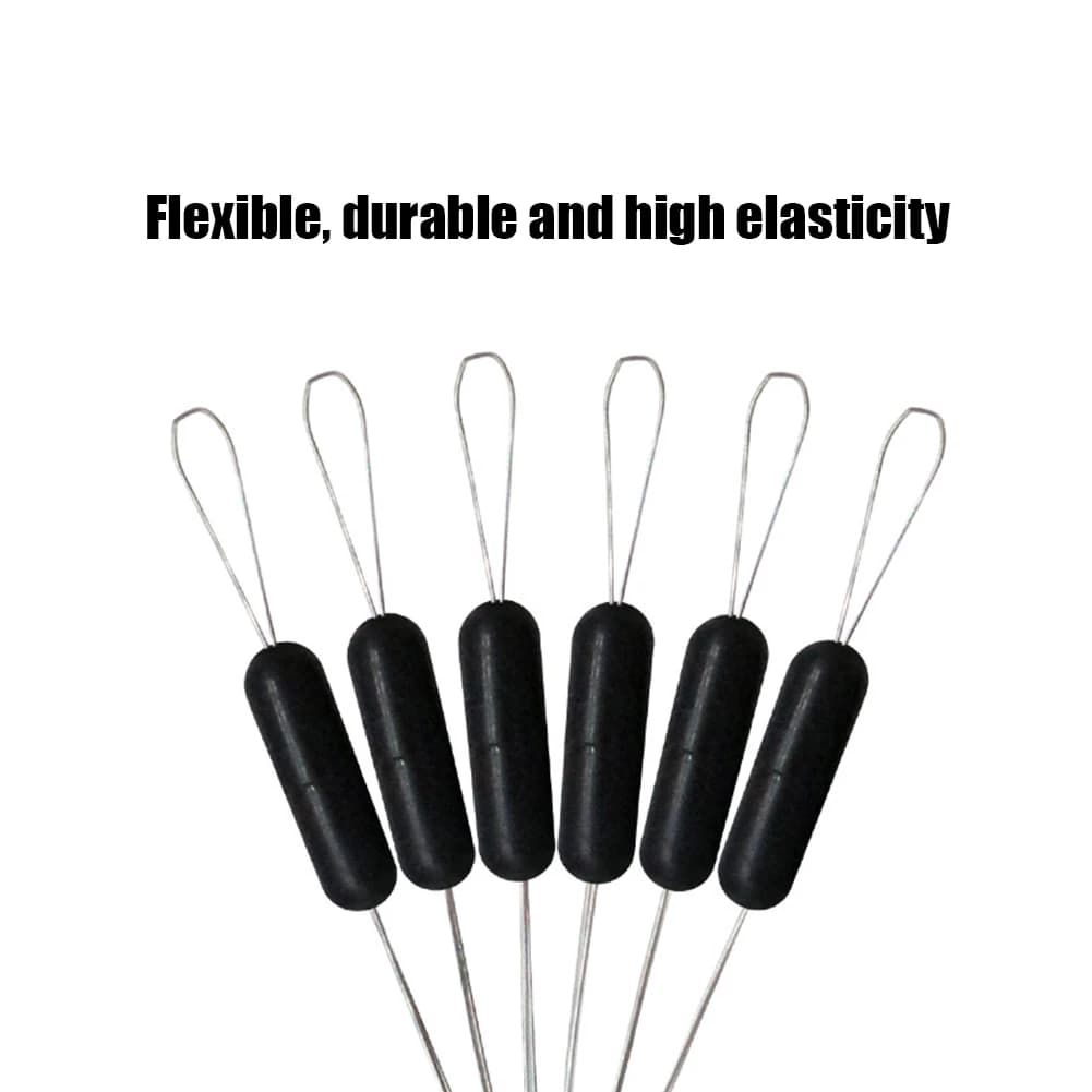 Stopper pêche caoutchouc ovale noir pour flotteur et ligne, équipement carpe en groupes 10 à 50