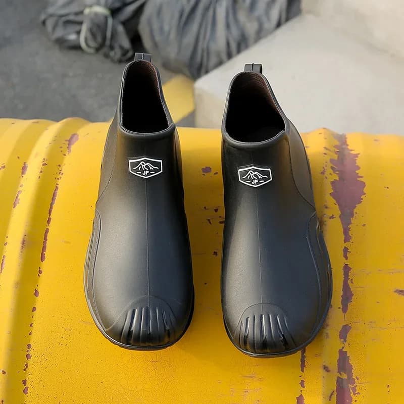 Bottes de pêche homme mode cheville basse plastique antidérapantes semelle plate résistantes