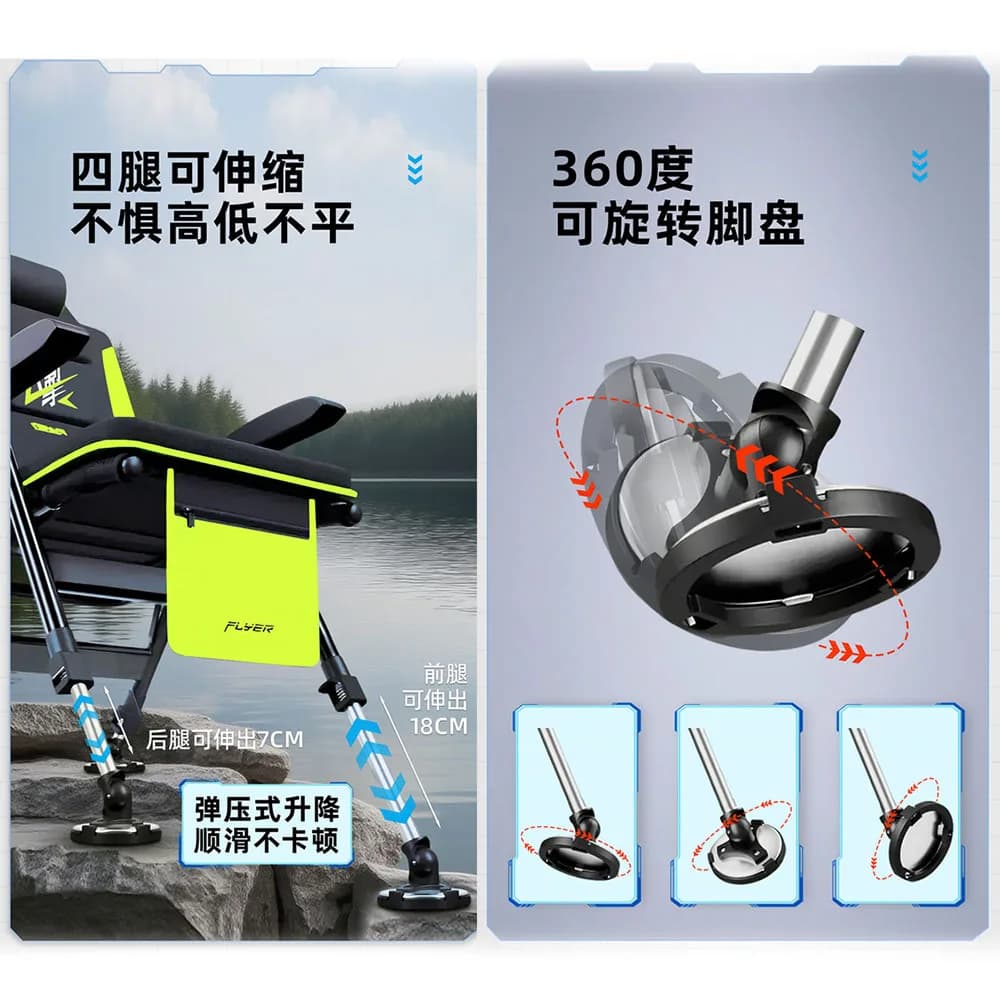 Chaise de pêche pliante européenne renforcée portable pour pêche eau douce et camping