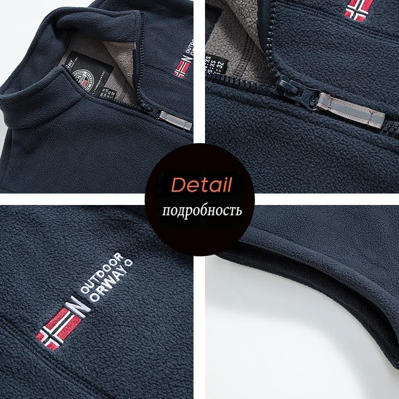 Veste polaire sans manches homme épaisse coupe-vent col montant pour pêche d'automne