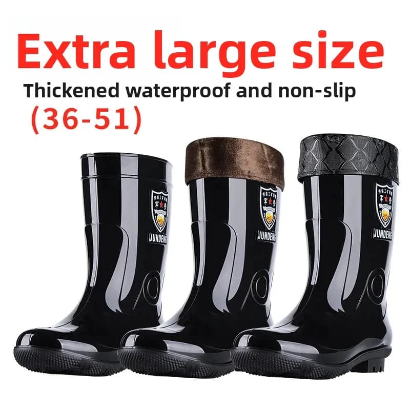 Bottes de pluie homme grande taille 51 semelle caoutchouc haute anti-dérapage protection travail mi-mollet