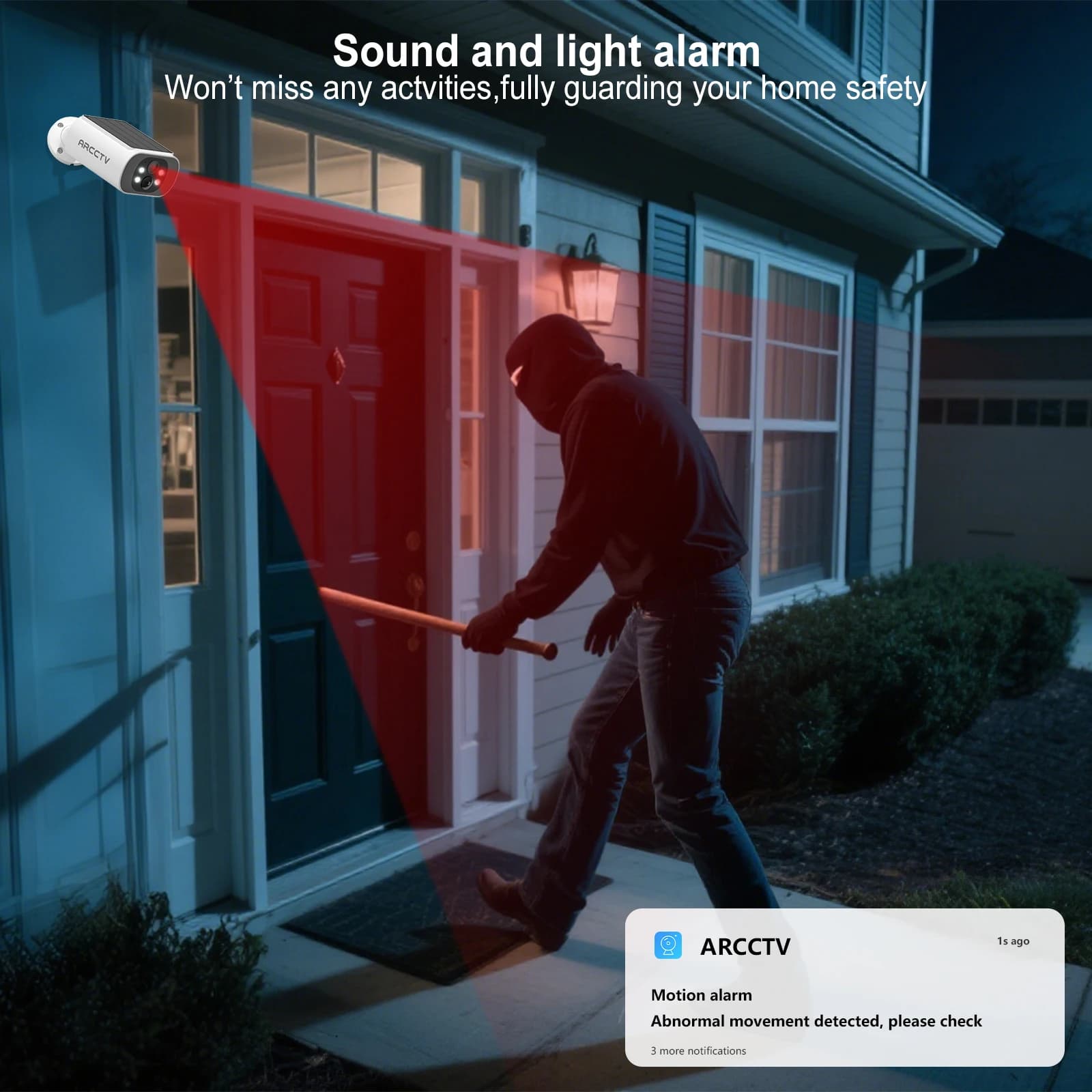Caméra solaire wifi extérieure ARCCTV 2K détection humaine vision nocturne HD talkie-walkie