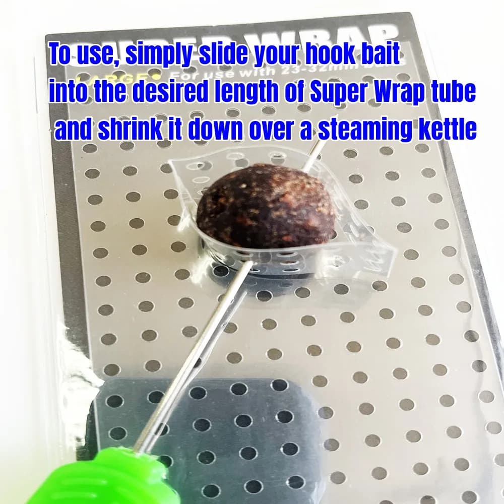 Protecteur d'appâts Super Wrap pour pêche à la carpe - tube perforé rétractable 3 tailles