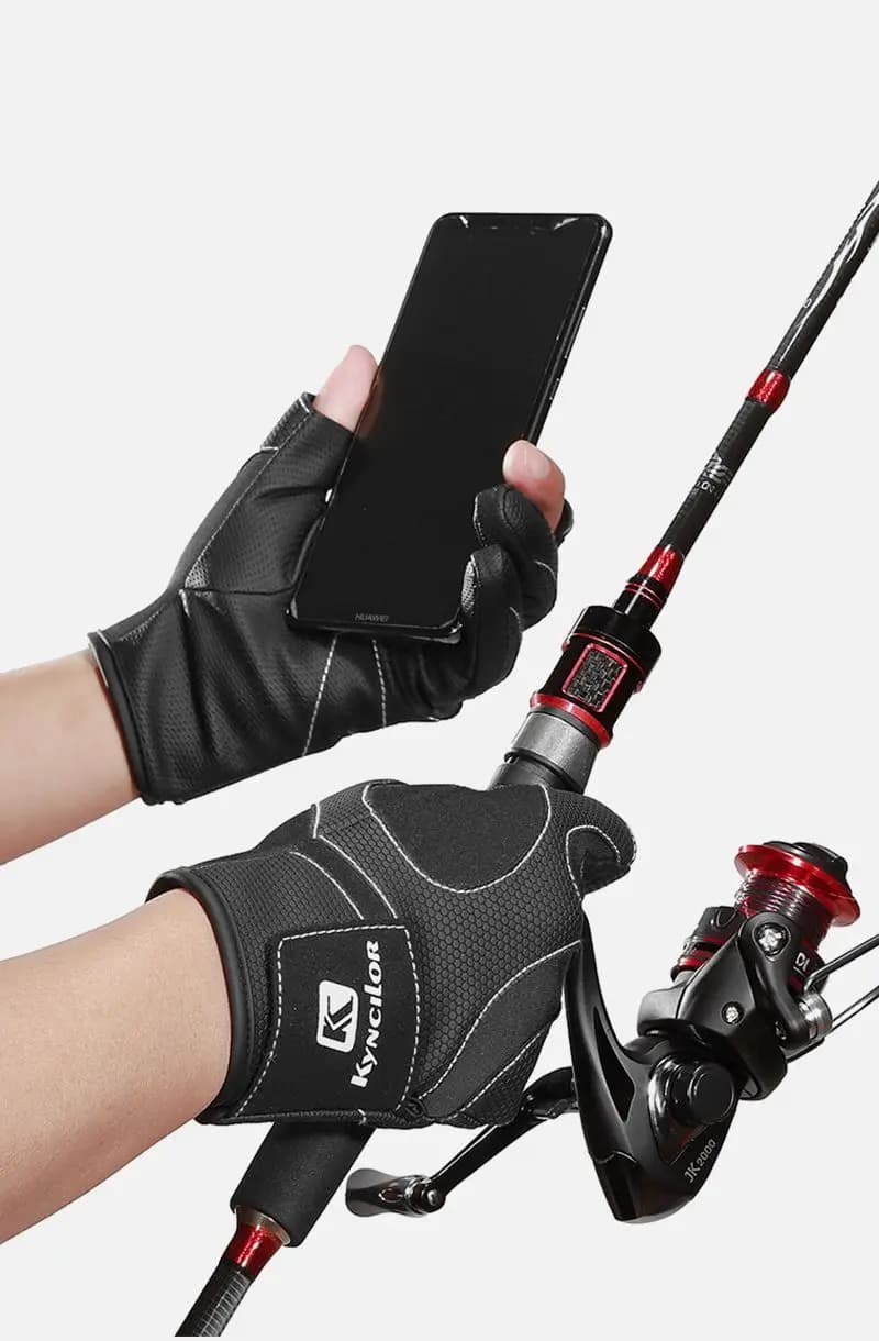 Gants pêche 3 doigts sans bout en cuir résistant - Survie, camping, randonnée et secours