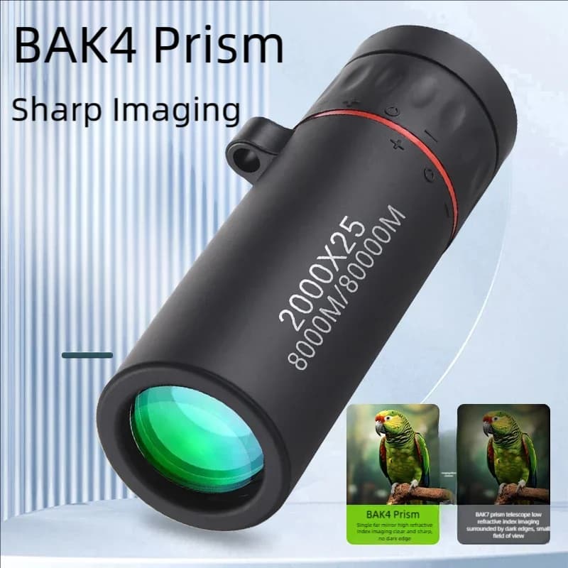 Monoculaire portable 2000x25 avec support smartphone observation poissons pêche précise