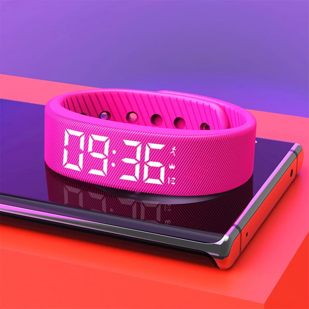 Bracelet LED numérique étanche - Podomètre running, alarme vibration, montre intelligente sport - Smartband