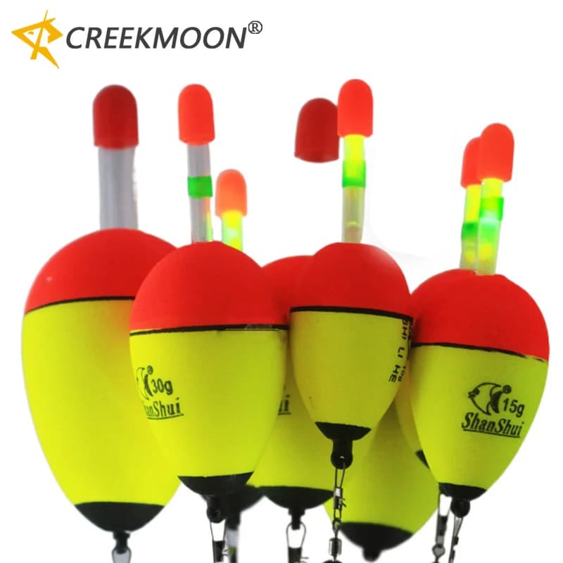 5 flotteurs lumineux de nuit EVA pour la pêche en mer et roche, avec lumière intégrée