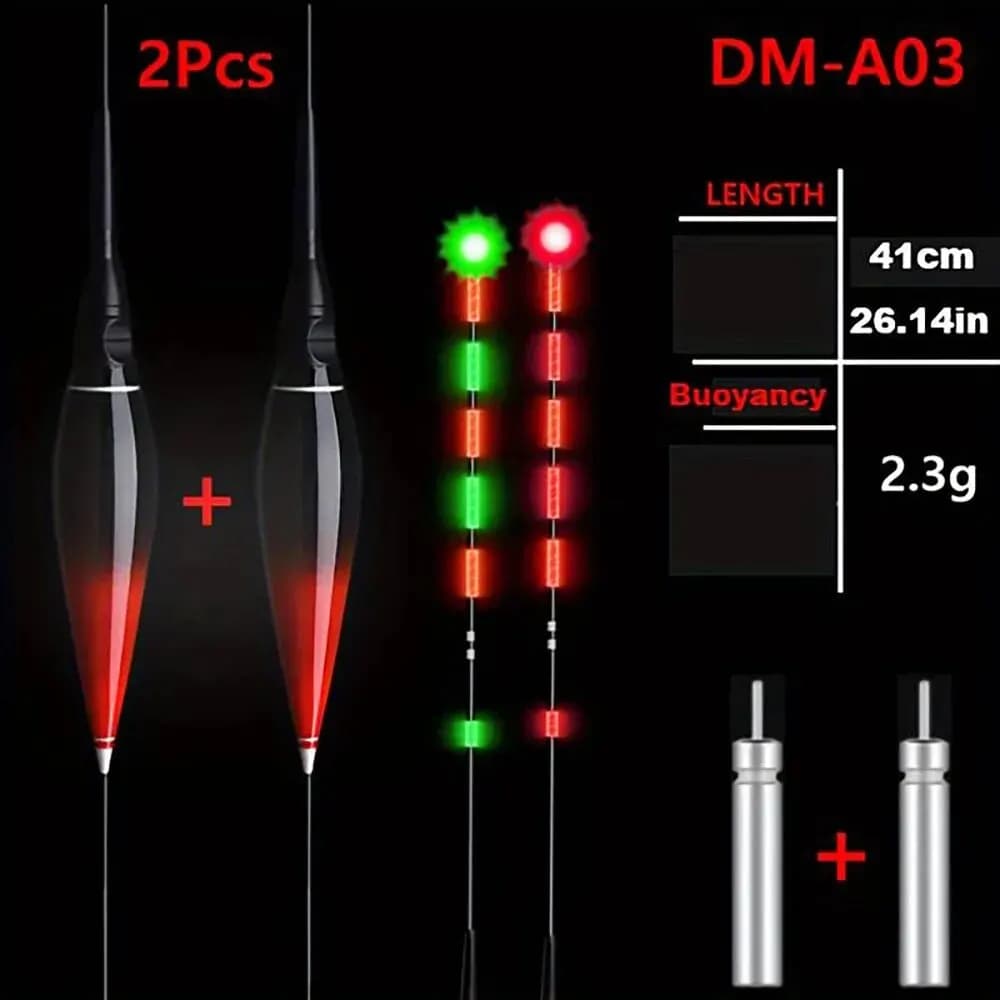 Flotteur intelligent LED pour pêche nocturne avec indicateur de touche changeant de couleur - 2 pièces