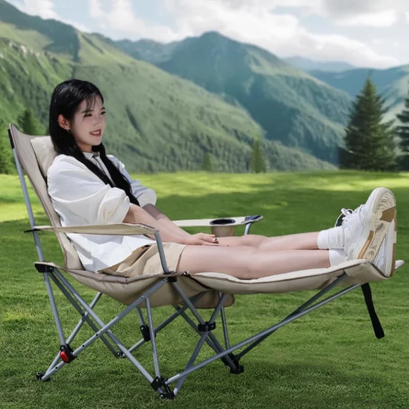 Chaise de pêche inclinable portable avec dossier réglable - Siège rembourré pour plage, camping et voyage