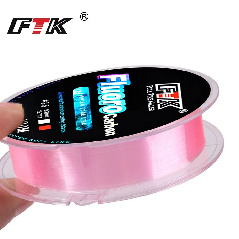 Ligne fluorocarbone FTK 100M pour pêche à la carpe, leader coulissant résistant 4.13LB à 34.32LB