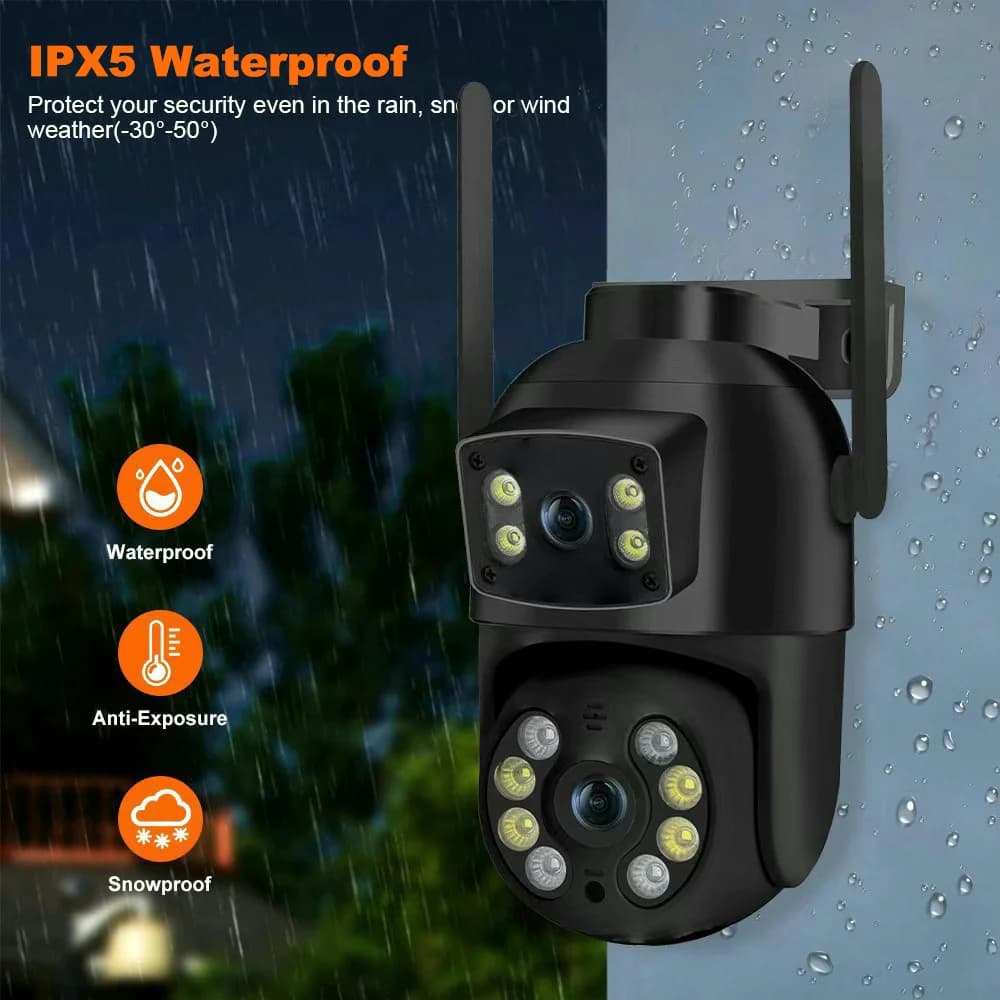 Caméra de sécurité extérieure 8MP 4K PTZ WiFi avec double objectif et détection IA humaine