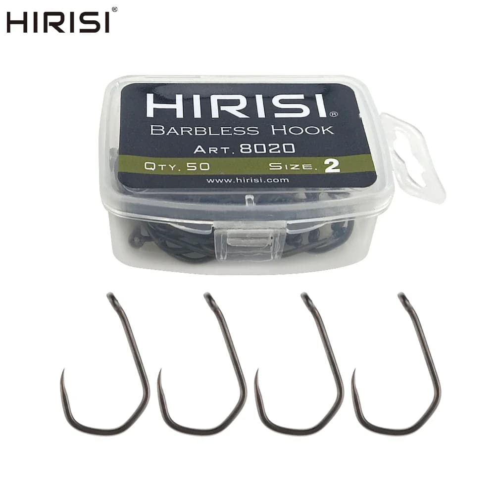 Hirisi 50 pièces hameçons sans ardillon PTFE acier inox 8020 - Hameçons pêche no-kill accessoires