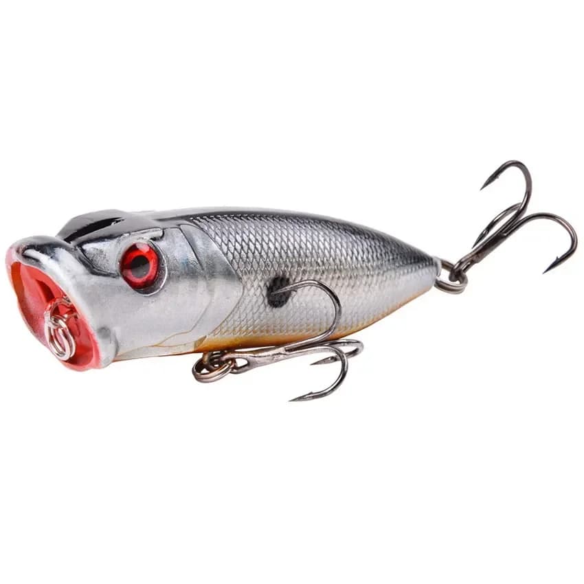 Leurre de pêche popper 7cm 12g pour carpe, appât topwater avec 2 hameçons triples, leurre dur crankbait wobbleur