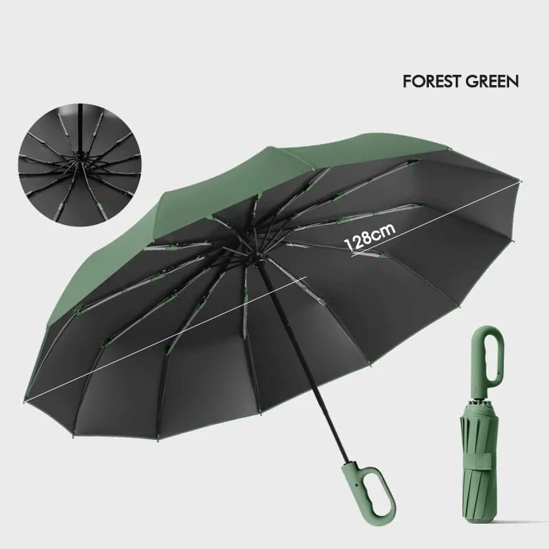 Parapluie extra large automatique 12 baleines portable double usage pluie vent pêche