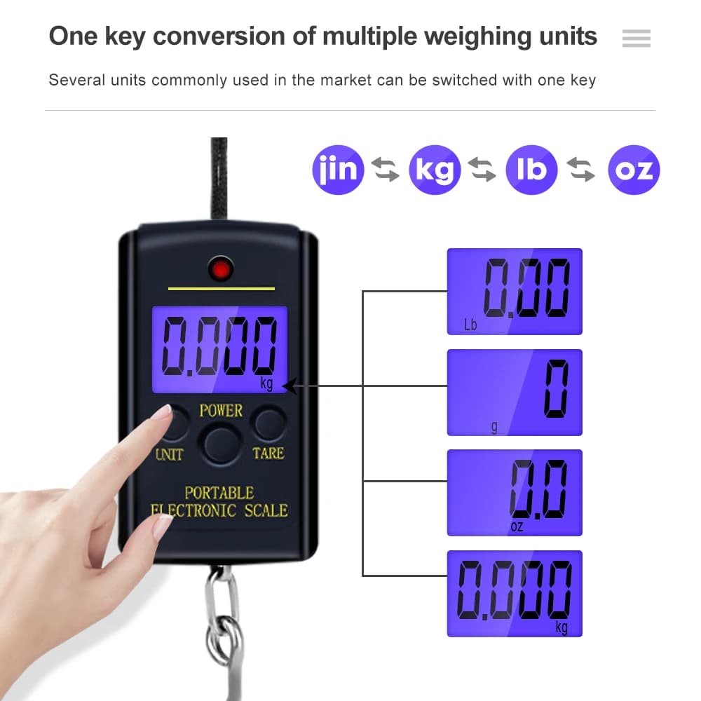 Balance électronique portable 40kg x 10g - Pèse-poissons numérique compact pour pêche précise