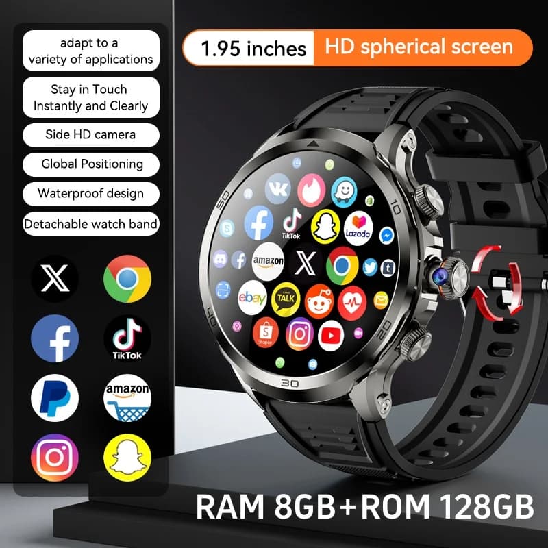 Smartwatch H19 original Android 10.0 caméra rotative 190° GPS WIFI écran AMOLED 1.95" stockage 256GB