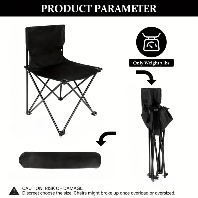 Chaise pliante camping avec poche latérale - siège pêche plage Oxford portable pique-nique